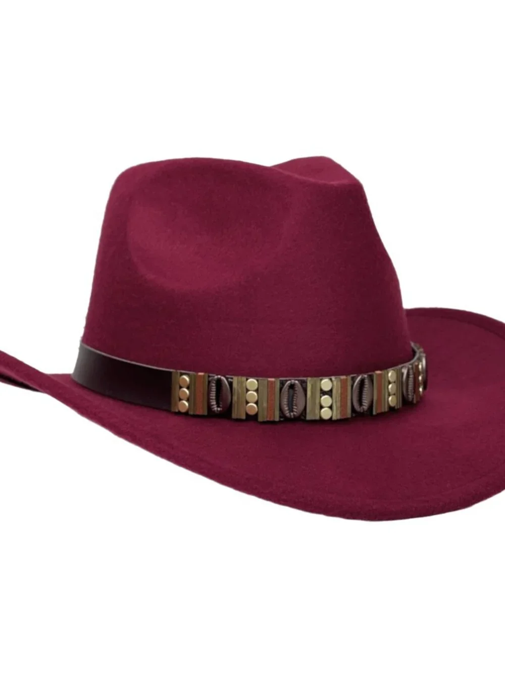 Maroon Red Western Cowboy Hat Wide Brim Ranch Rodeo Cowgirl Festival Boho Hat